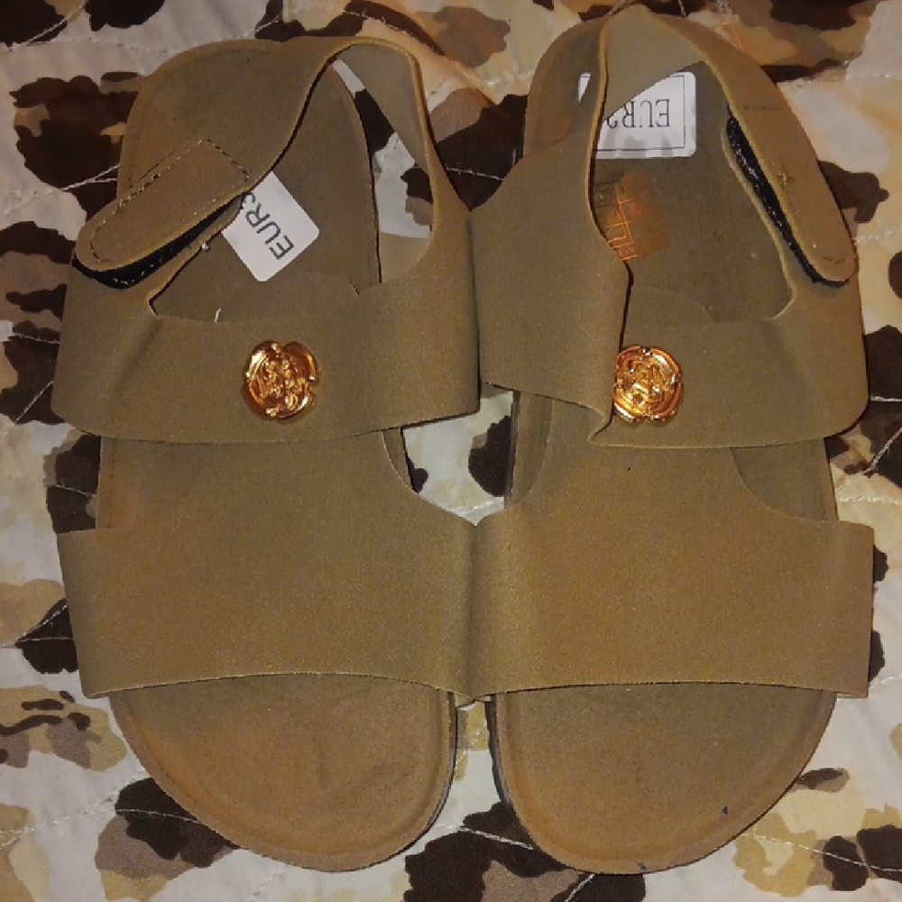 Brown Sandals with Gold Accent